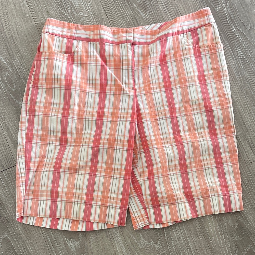 Izod Women's Plaid Shorts - Pink and Orange